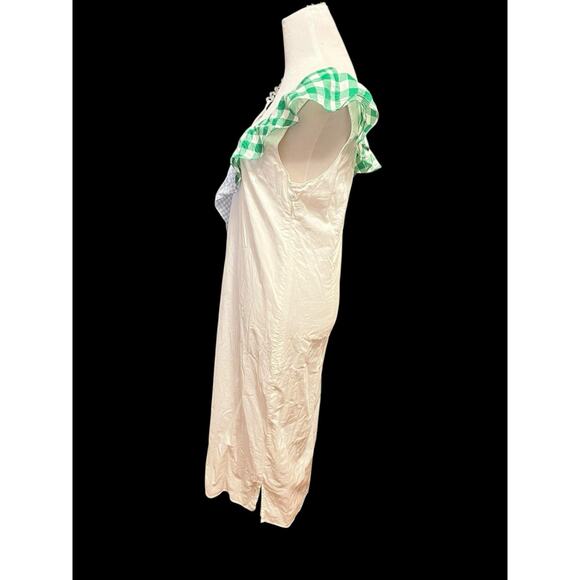 Marysia Resort Midi Dress •M/L• Cotton Chain Strap Gingham Ruffle $265 - Picture 2 of 10